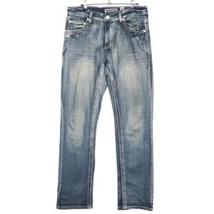 INC International Concepts Mens Jeans 30x32 Blue Berlin Slim Straight Stitching